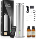 Hotel Collection Diffuser Machine,Remote,Rechargeable,Whisper-Quiet,Aluminum,1500 Sq Ft,Waterless Essential Oil Diffuser - Matte Silver