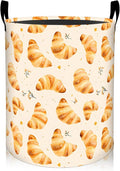 Delicious Croissant Pattern Laundry Basket 19.7"x15.7", Collapsible Dirty Clothes Waterproof Food Laundry Hamper Organizer Toy Storage Bin for Dorm Nursery Bathroom Decor
