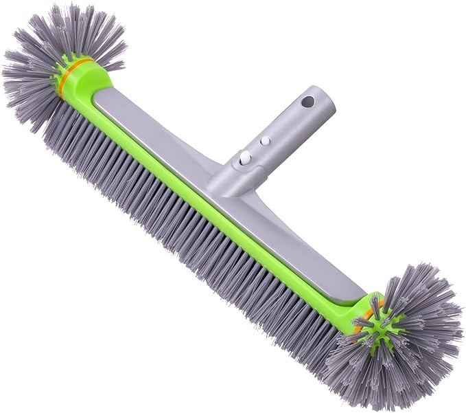 Sepetrel Pool Brush Head for Cleaning Walls,Heavy Duty Inground/Above Ground Swimming Pool Round Scrub Brushes with Premium Strong Bristle & Reinforced Aluminium Back,Grey