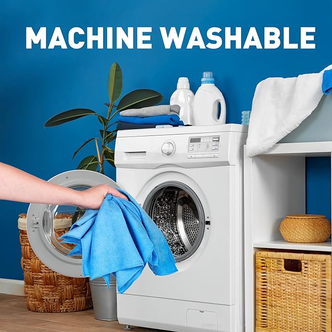 TEAWOO Microfiber Cleaning Cloths-50 Pack, Microfiber Towels Bulk, Towels for Cars & Home, Cleaning Rags Blue (12x12 inches)