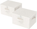 ENUMAIL Fabric Underbed Storage Bins with Lid, Foldable Cube Organizer, Home Wardrobe Containers Box for Organizing Clothes, Shoes, Blankets, Pillows, 19.6x15.7x11.8Inches, Beige, 2 Pack
