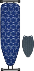 Deegureet Classic Ironing Board, Compact and Space Saver,Size 43 x 13 Ironing Board, Extra Wide Ironing Area with Extra Thick Heavy Duty Padded, Stable Structure,Easy to Fold Blue Geometry
