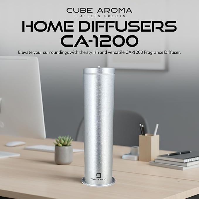 CA-1200 Silver Diffuser w/Fragrance- Aromatherapy Diffuser - Essential Oil Fragrance Diffuser - Smartphone Control - Timer - Adjustable Mist Intensity - Perfect for Home & Office