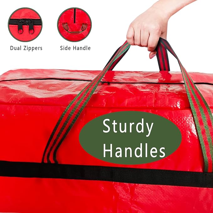 Christmas Tree Bag 4FT/5FT Small Christmas Tree Storage Bag Waterproof Tearproof with 4 Handles Easy to Transport/Organize Red