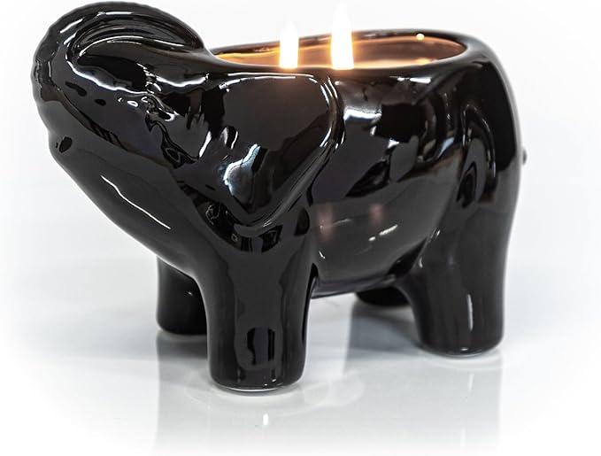 Luxury Elephant Scented Candle – Large 28oz Jar with Soy Wax Blend & 2 Cotton Wicks – Long Burn Time 180–240 Hours – Fall Candles, Fall Scented Candles, Soy Candle for Home & Holiday Décor (Black)