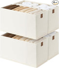 StorageWorks Fabric Storage Bins, Small Storage Bins with PU Handle, Decorative Narrow Baskets for Shelves, Ideal for Organizing Clothes, Toys, and Books, Beige, 4-Pack