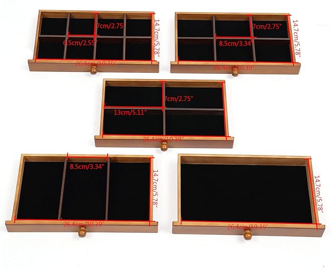Eapmic Extra Large Four-Leaf Carved 6 Layers Wooden Jewelry Box Jewelry Case Cabinet Armoire Ring Necklacel Gift Storage Box Organizer (Brown Style 2)