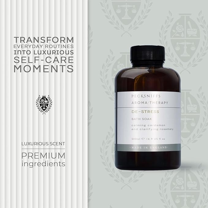 Pecksniff's Aroma:Therapy De-Stress Bath Soak Decanter | 500ml/16.9 Fl Oz