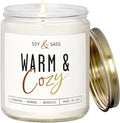 Christmas Candles, Fall Candles, Warm and Cozy' Soy Candle I Berries, Apple & Cinnamon I Infused w/Essential Oils I Warm n Cozy Home Decor I Winter and Holiday Candle I 50Hr Burn I USA Made