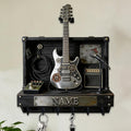 Personalized 2D Flat Print Guitar Stand Themed Wall Mounted Hooks for Music Lovers Family Friends Custom Rock Electric Guitar Coat Rack Music Themed Key Storage Holder for Living Room Hallway Office