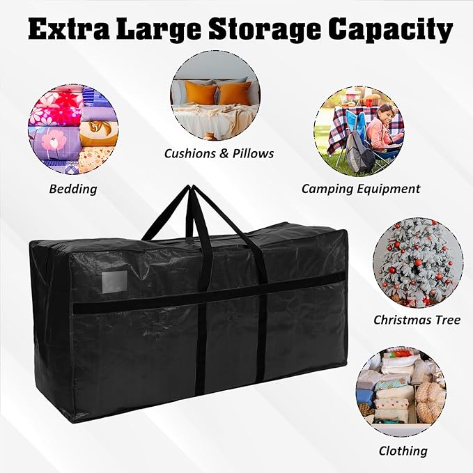 Windyun 4 Pack 75 Gallon Extra Large Moving Bags XXL Heavy Duty Storage Bag with Strong Zipper Handle Jumbo Big Tote Box Foldable for College Dorm Travel Clothes Duffle Blanket Pillow(Black)