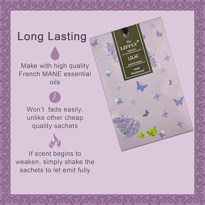 LIFFLY 14 Packs Lilac Scented Sachets Bag for Drawers and Closets