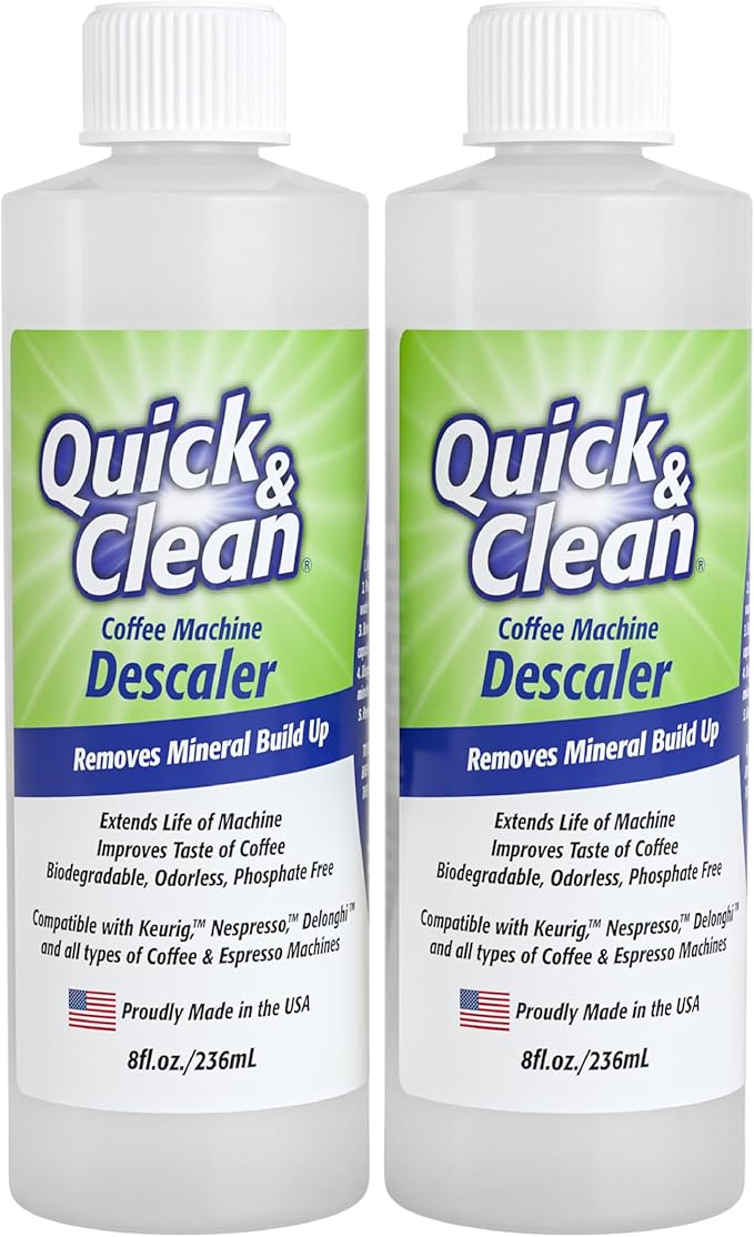 Quick & Clean 2-Pack Descaler (4 Total Uses) - Made in the USA - Descaling Solution for Keurig, Nespresso, Ninja, Delonghi, Coffee and Espresso Machines