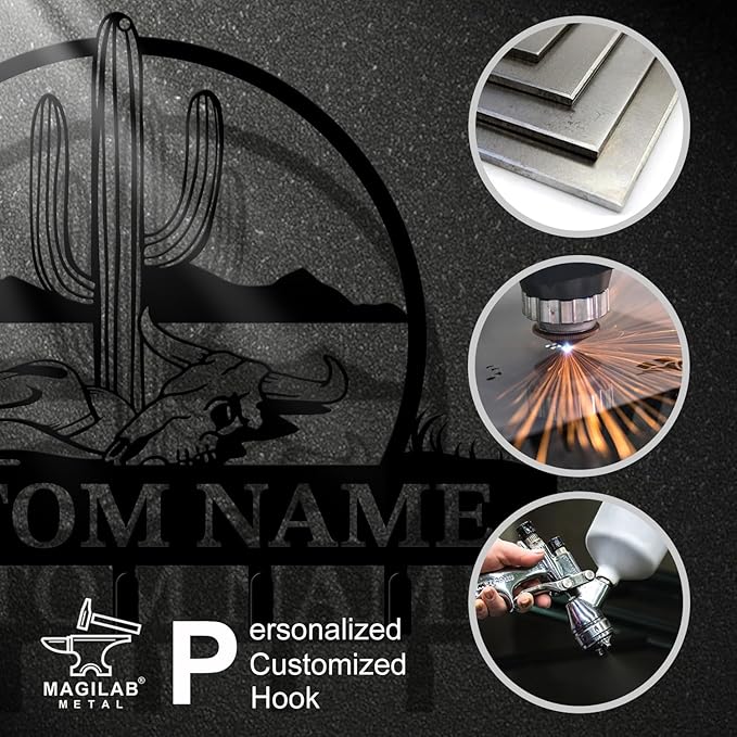 Personalized Custom Name Cactus Wall Keys Hooks,Metal Cactus Art Clothes Hooks,Metal Cactus Lover Wall Home Storage Decorative,For Front Door, Hallway, Kitchen, Bedroom,Keys,Hats (Style I)