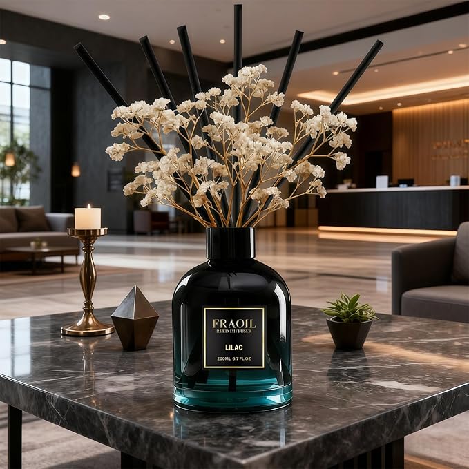 White Tea Reed Diffuser, Reed Diffuser Set 6.7 fl oz (200 ml) with 6 Reed Sticks, Home Fragrance Reed Diffuser for Bathroom Shelf House Bedroom Office Decor