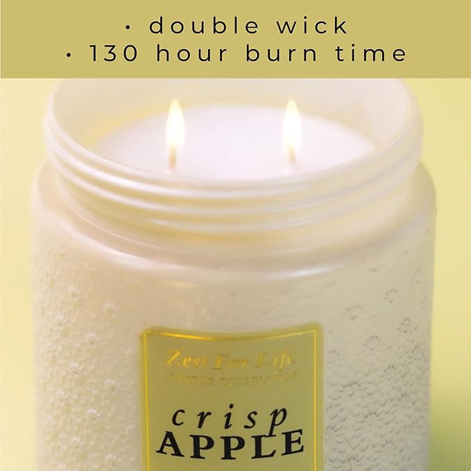 A Cheerful Giver - 28oz Large Scented Candle Jar with Lid- Zest for Life - 130 Hours of Burn Time, Gift for Women (Large, Crisp Apple)