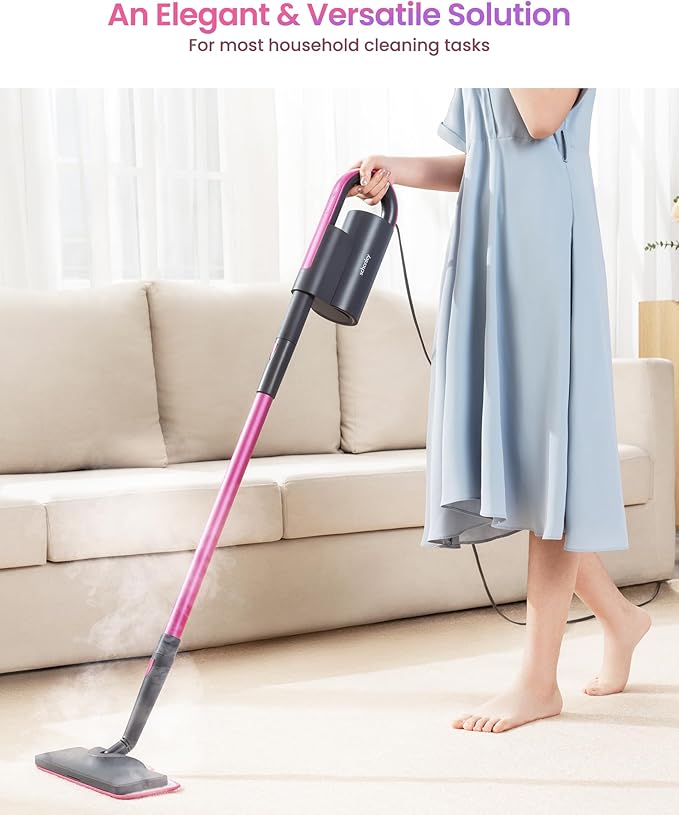 Schenley Steam Mop Cleaner with Detachable Handheld Steamer for Cleaning Hardwood, Laminate Floor, Tiles and Grout, with 14-in-1 Multi-purpose Accessories and Washable Microfiber Pads