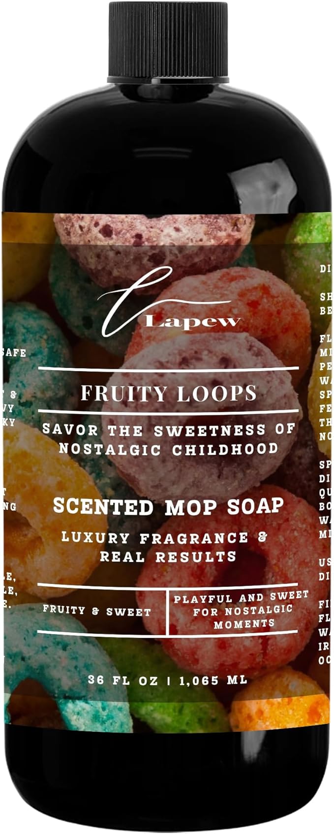 Lapew Fruity Loops Scented Mop Soap Concentrate 36 oz | Premium Fragranced Floor Cleaner | Streak-Free | Hard Floor Cleaning Solution | Eco Friendly | Made in USA
