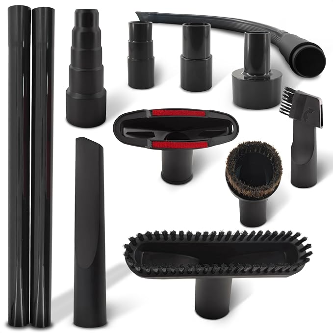 12 Pcs Universal Vacuum Attachments & Brushes Set – Vacuum Cleaner Attachments Universal 2 1/2" 1 1/4" with Soft Bristles – Durable PP, Multi-Purpose for Car, Home, Workshop Cleaning, Extended Reach