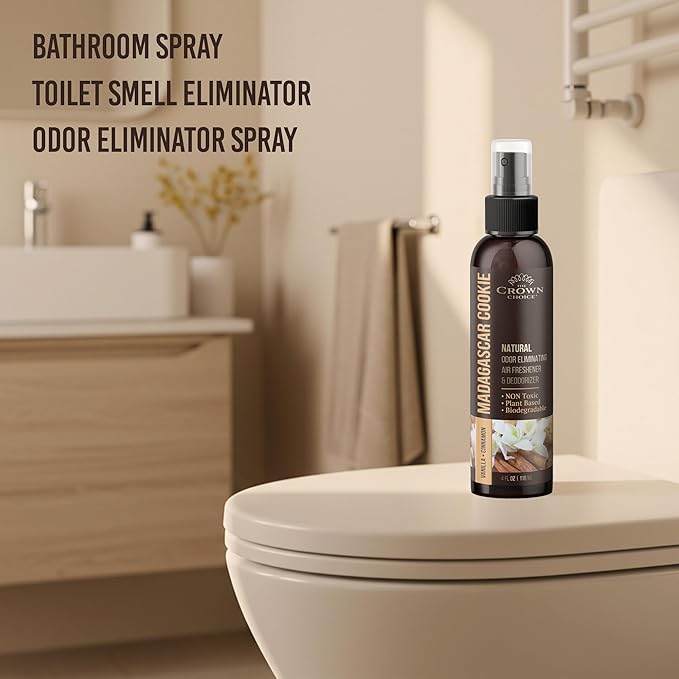 Non-Toxic Odor Eliminator, Natural Vanilla & Cinnamon Air Freshener Spray for Home, Room, Closet & Couch Deodorizer, Long Lasting Bathroom & Toilet Freshener, Safe for Kids & Pets - 4 oz Pack of 1