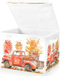 senya Thanksgiving Baskets Collapsible Storage Bins with Lids, Orange Truck Fall Harvest Storage Boxes Clothes Baskets for Organizing, B06D22020
