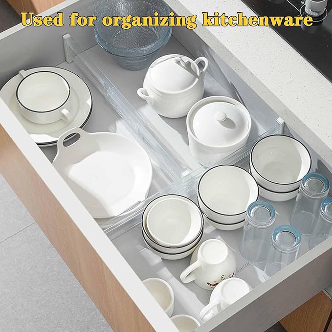 12 Pack Drawer Dividers for Clothes, 3.15" High 11.34"-19.69" Adjustable Expandable Dresser Drawer Organizer, Clear Plastic Separators for Dresser, Baby Clothing, Underwear, Cosmetic