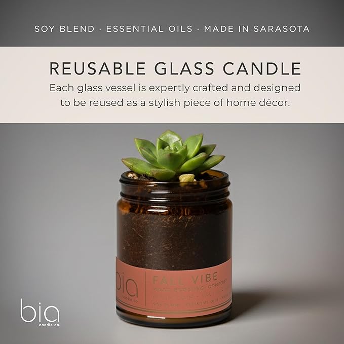 Bia Candle Co Soy Blend Candle, Spiced Peach & Apple with Rum & Coconut, Cinnamon & Clove Over Cedar, Vanilla & Sandalwood – Clean Long Burn, Lead-Free Wick – Fall Vibe, 7 oz