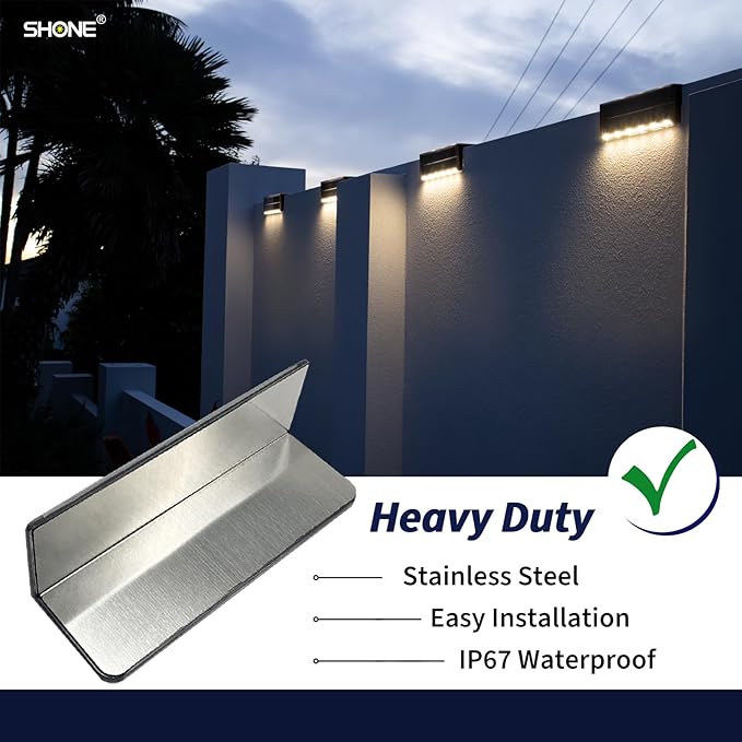 Solar Pool Lights, Color Changing Waterproof Step Lights for Outside, Heavy Duty Stainless-Steel Retaining Wall Light, Ultra-Thin & Anti-Trip 2-Way LEDs for Deck, Stairs, (RGB-W, 6Pack)
