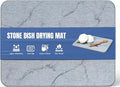 CREOMG Quick Dry Stone Drying Mat for Kitchen Counter, Water-Absorbent Diatomaceous Dish Drying Mats, Multi-Purpose Stone Drying Tray for Cups Dishes Bottles, Light Gray-Marble, 15.7" x 11.8"