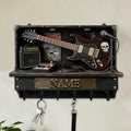 Custom 2D Flat Print Rock Guitar Key Storage Holder for Music Lover Family Friends Music Themed Wall Hooks Personalized Vintage Guitar Stand Name Key Rack Coat Holder for Culb Living Room Hallway