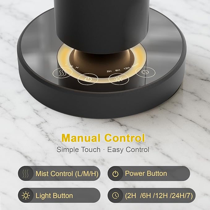 Waterless Diffuser,1500 Sq Ft,Ring Ambient Light,Rechargeable Wireless, Aluminum,Remote Control&Touch Buttons,Adjustable Fragrance Intensity&Timer,Hotel Collection Scent Machine - Satin Black