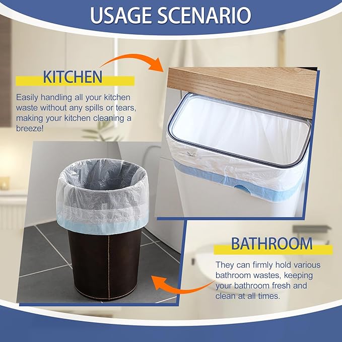 T.FORING 150 Count 2 Gallon Trash Bags Drawstring - 0.96 Mil Small Garbage Bags Unscented,7.5 Liter Heavy Duty Wastebasket Can Liners for Home Bathroom Office Bulk