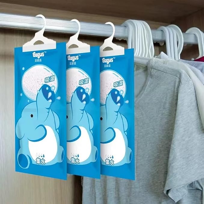 Bagus Hanging Moisture Absorber Bags (12 Pack) - Fragrance-Free Dehumidifier for Closet, Bathroom, RV, Boat & Storage Spaces, Compact Design with 12.5 Oz High-Capacity Absorption