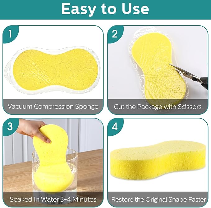 Dandat 30 Pcs Large Car Wash Sponge Multi Purpose Cleaning Scrubber Non Scratch Thick Dish Household Cleaning Sponge Foam Washing Pad Handy Scrubber for Car, Mix Colors