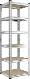 REIBII Storage Shelves 6 Tier Garage Shelving Heavy Duty Metal Shelving Loads 2250LBS Adjustable Garage Shelves for Pantry Closet Kitchen Basement 16" W x 16" D x 72" H, Silver