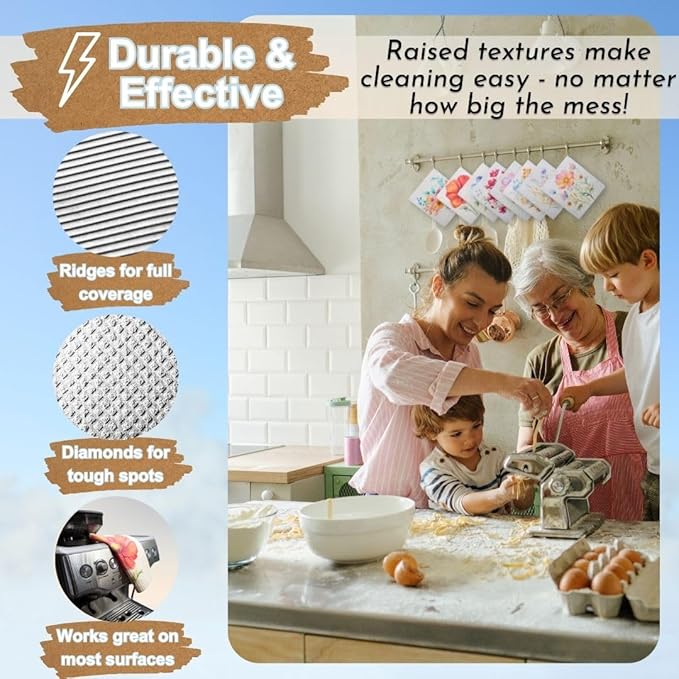 Sunshine State Goods Swedish Dishcloths for Kitchen - Ecofriendly Reusable Paper Towels, Biodegradable Dish Cloths - Cellulose Sponge Dish Cloths for Washing Dishes - 8 Pack (Floral)