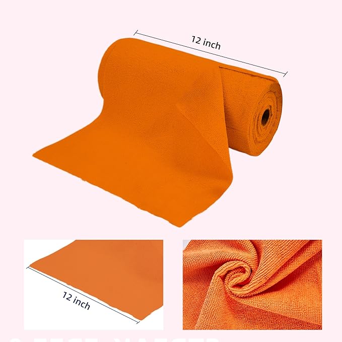 & PLUSH Microfiber Cleaning Cloth Roll - 85 Pack, Tear Away Microfiber Towels, 12" x 12", Reusable, Washable, Streak Free, Ultra Absorbent Dish Rags for Car, Home, Garage or Shop (Orange)
