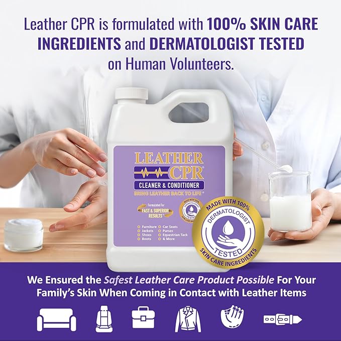 Leather CPR Leather Cleaner And Conditioner - Cleans, Conditions, Restores & Protects Leather Furniture, Handbags, Car Seats, Interior, Jackets, Boots, Purses, Shoes, Couch, Saddles, Tack & More