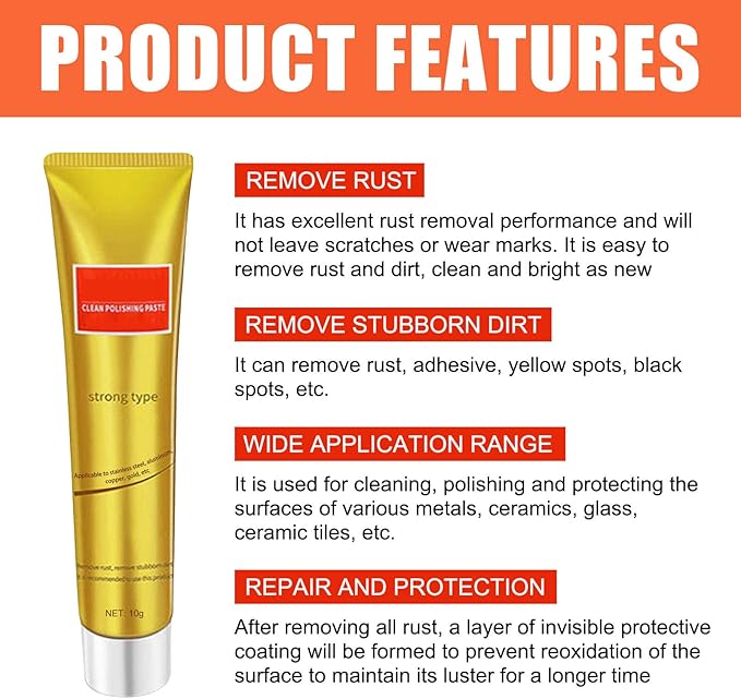 Instashine Metal Polish Cream, Ultimate Metal Polish Cream, Fixini All Metal Polish Cream, Instashine Metal Polish, Ultimate Metal Polishing Cream for Stainless Steel/Aluminum/Brass/Copper (10Pcs)