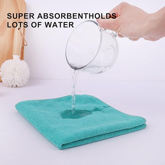 Tricol Clean Microfiber Cleaning Cloth, 16in*16in, 12 Pack Ultra-Thick Cleaning Rags, Super Absorbent, Lint Free & Streak Free Cleaning Towels for Car, House, Kitchen, Office