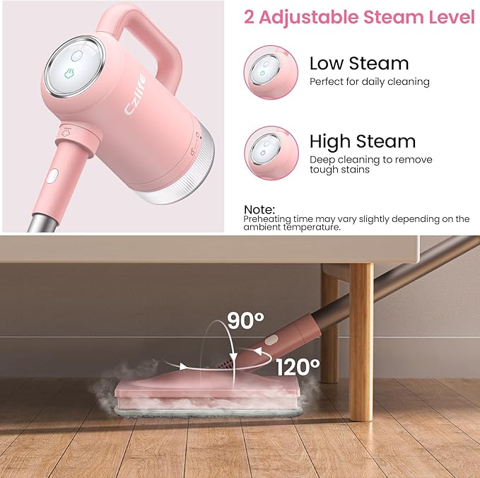 Czlife 13-in-1 Steam Mop, Handheld Steam Cleaner for Home and Floor Cleaning, Floor Steamers for Hardwood and Tile with Attachments, Electric Mop for Grout Laminate Couch Clothes Carpet, Corded