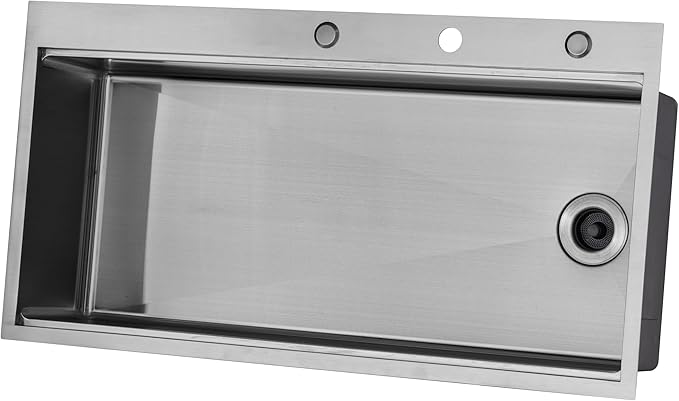 42” x 22” Workstation Topmount/Drop-in Stainless Steel Sink, 16-Gauge Bowl w/Integrated Ledge, 15mm Radius, Accessories Includes Bottom Grid, Dish Rack, Colander, Strainer & Cutting Board
