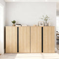 63" Sideboard Buffet Cabinet with Storage Modular Accent Display Kitchen Storage Cabinet Wood Coffee Bar Console for Living Room, Hallway, Kitchen, Dining Room,Natural Oak