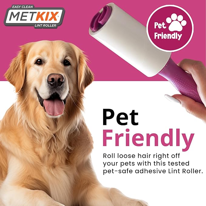 Metkix Lint Rollers for Pet Hair Extra Sticky, Special Cover Design Black Dog, Pet Hair Remover, 100 Sheets