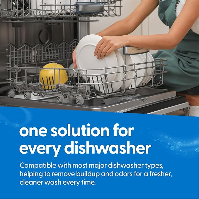 Dishwasher Cleaner & Deodorizer Tablets, Fights Grime, Grease, Limescale, Residue & Odor, Heavy Duty Cleaning Descaler Pods, Septic Safe, 24 Fresh Apple Scented Tablets, 1-Year Supply, by M3