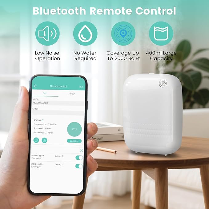 2025 Upgraded 2000 Sq.Ft Coverage Bluetooth Smart Scent Air Machine, HVAC Diffuser, 400ML Capacity Whole House Waterless Essential Oil Diffuser for Home, Hotel, Cold Air Tech (No Essential Oils)