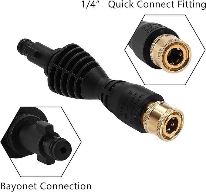 PWACCS Pressure Washer Gun Adapter Kit – Power Washer Gun Fittings with 1/4" Quick Connect Socket – 5 Spray Nozzles Include – Compatible with Ryobi, Powerclean, Portland and Husky