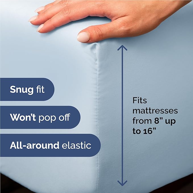 Full 6 Piece Sheet Set - Comfy Breathable & Cooling - Ultra Soft Hotel Luxury Bedding Set w/ 8-16 Inch Deep Pockets - 1 Flat & 1 Fitted Sheet & 4 Pillowcases - Wrinkle Free and Easy Care - Sky Blue