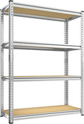 REIBII Storage Shelves Adjustable Metal Shelving 1600LBS Garage Shelves Industrial Metal Shelves 4 Tier Garage Shelving for Pantry Closet Kitchen Basement, Sliver, 11.8" D x 23.6" W x 56.7" H