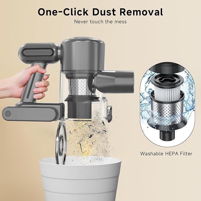 Shieal Cordless Stick Vacuum Cleaner - Rechargeable,45Kpa Powerful Suction Vacuum for Home,45Mins Runtime,Detachable Battery,Anti-Tangle, 8 in 1 Lightweight Vacuum for Pet Hair Carpet Hardwood,Silver